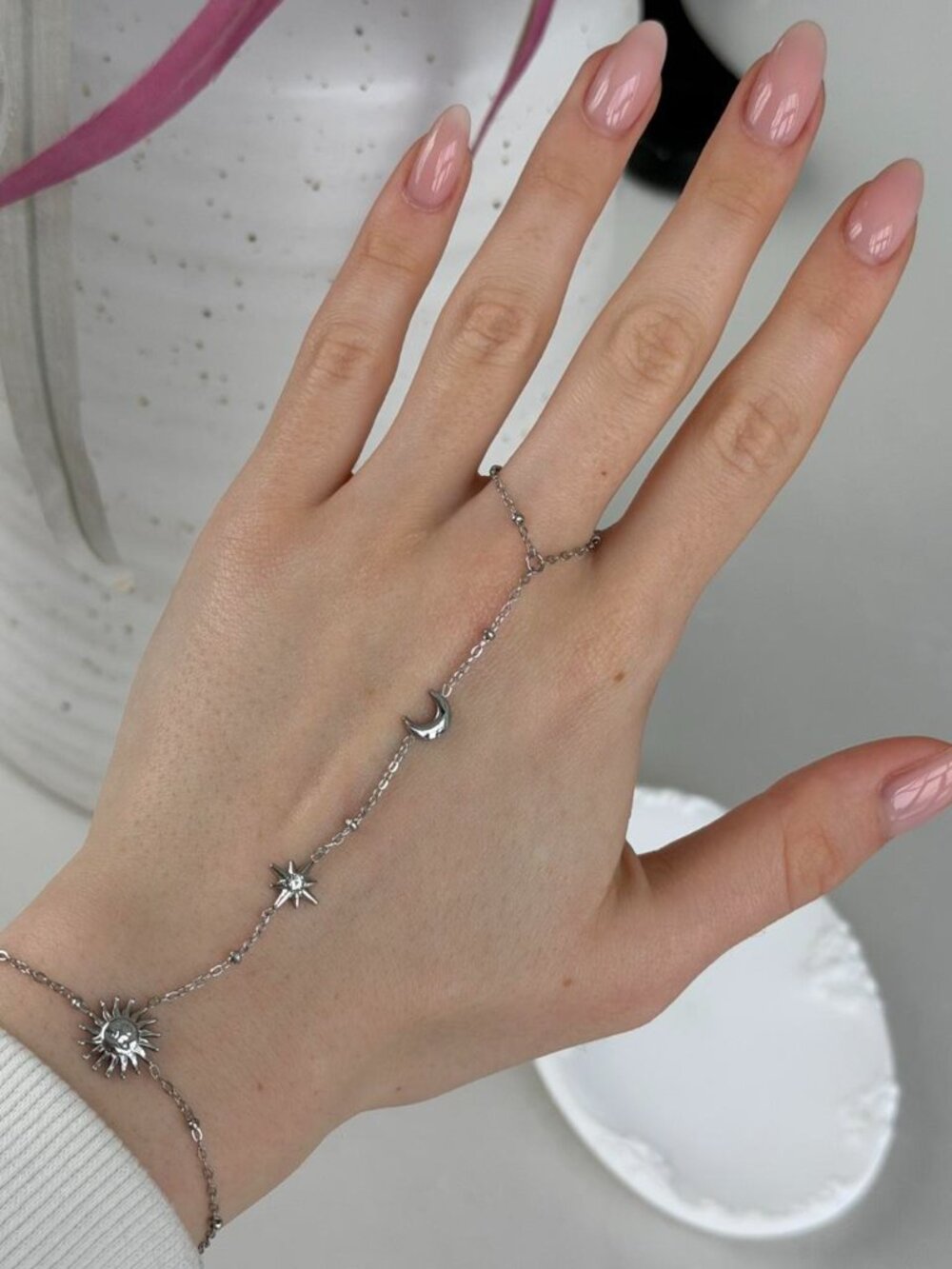 Sku0547 Retro Silver Women Vintage Ring Bracelet Stainless steel + gift bag